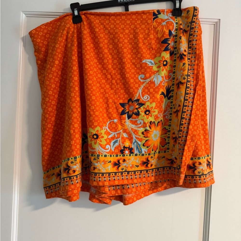 Coldwater Creek Orange Skorts with Ethnic Pattern